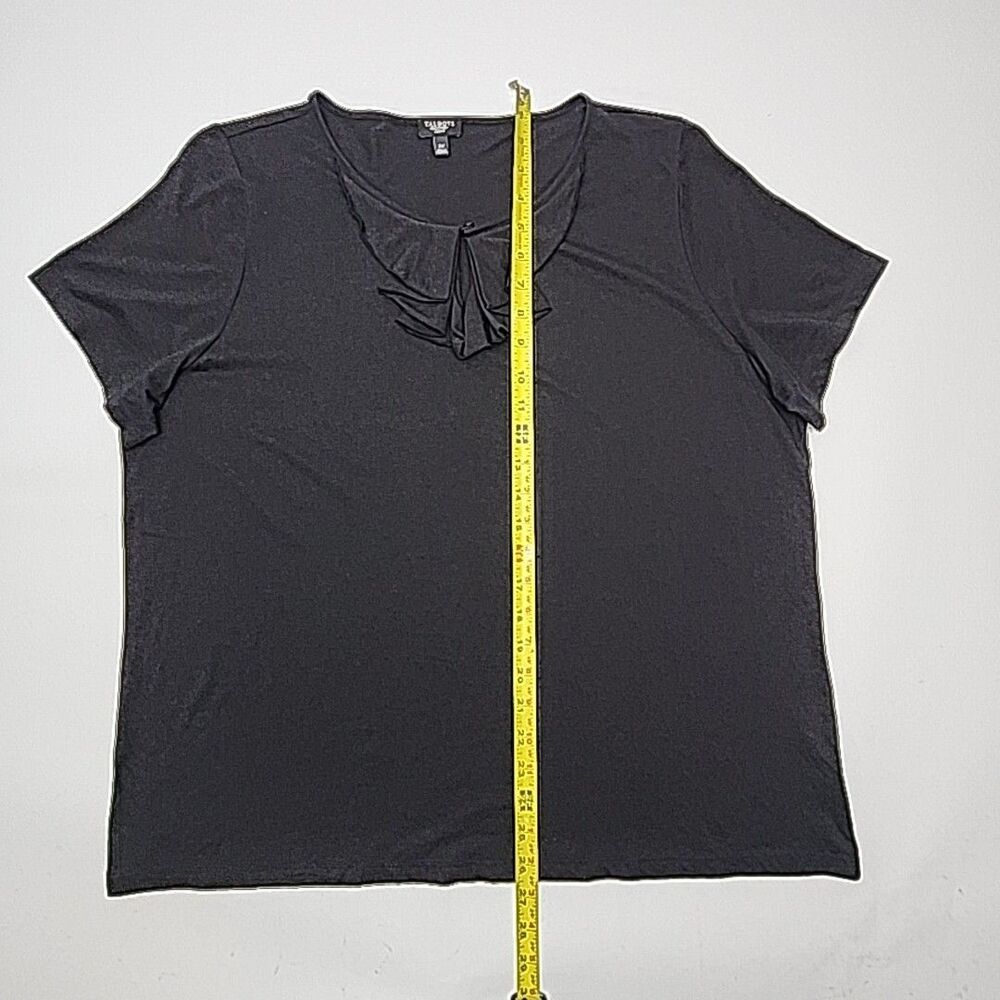 Talbots Shirt T-Shirt Knit Black Short Sleeve Top Plus Sz 2X Cotton Modal Ruffle - Picture 10 of 11